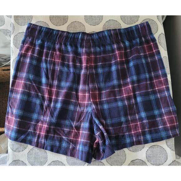 Eddie Bauer Pajama Set Fleece Shorts Pants Long Sleeve Tee Women's Medium - Picture 1 of 8